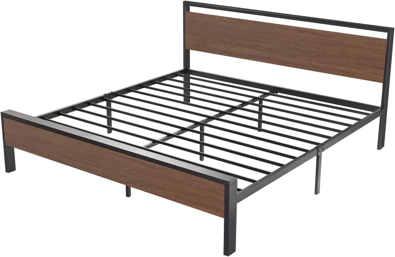 Assembled SHA CERLIN King Size Metal Platform Bed Frame without mattress