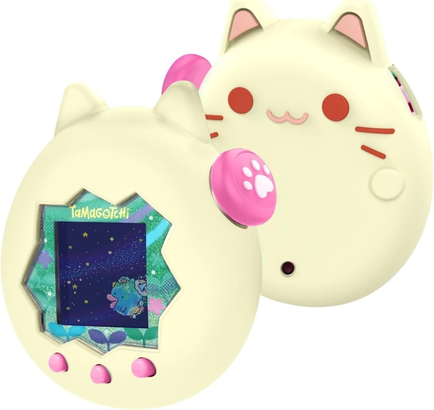 Genérico Silicone Protective Case for Tamagotchi On, Cute Cat Design, Includes Screen Protector and Button Covers (Pink)