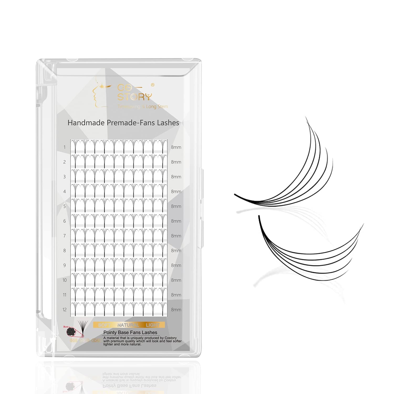 Costory Extensiones de Pestañas Volumen Ruso Grupo 5D Prefabricados Pestañas Postizas Ahorrar Tiempo Profesional Natural Volume Premade Fans Eyelash Extensions(Grosor 0.07 Curvatura C Longitud 12mm)