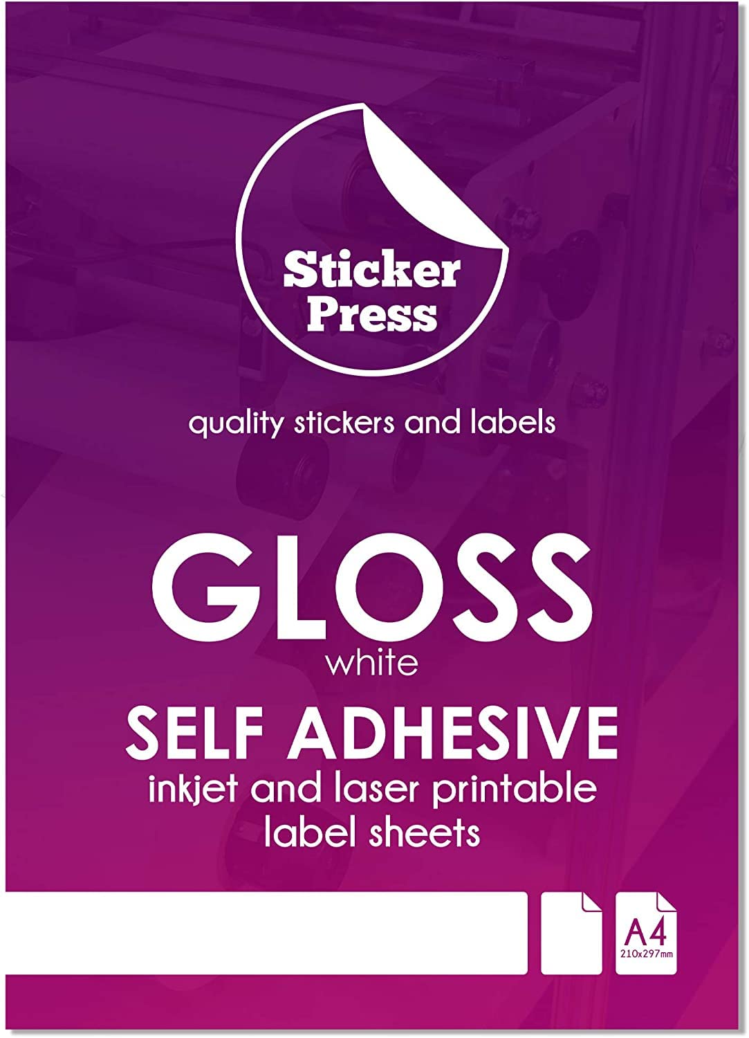 A4 White Glossy 100gsm Sticker Paper Sheets HIGH Gloss Self Adhesive Sticky Back Label Printing (100 Sheets) โ image 1