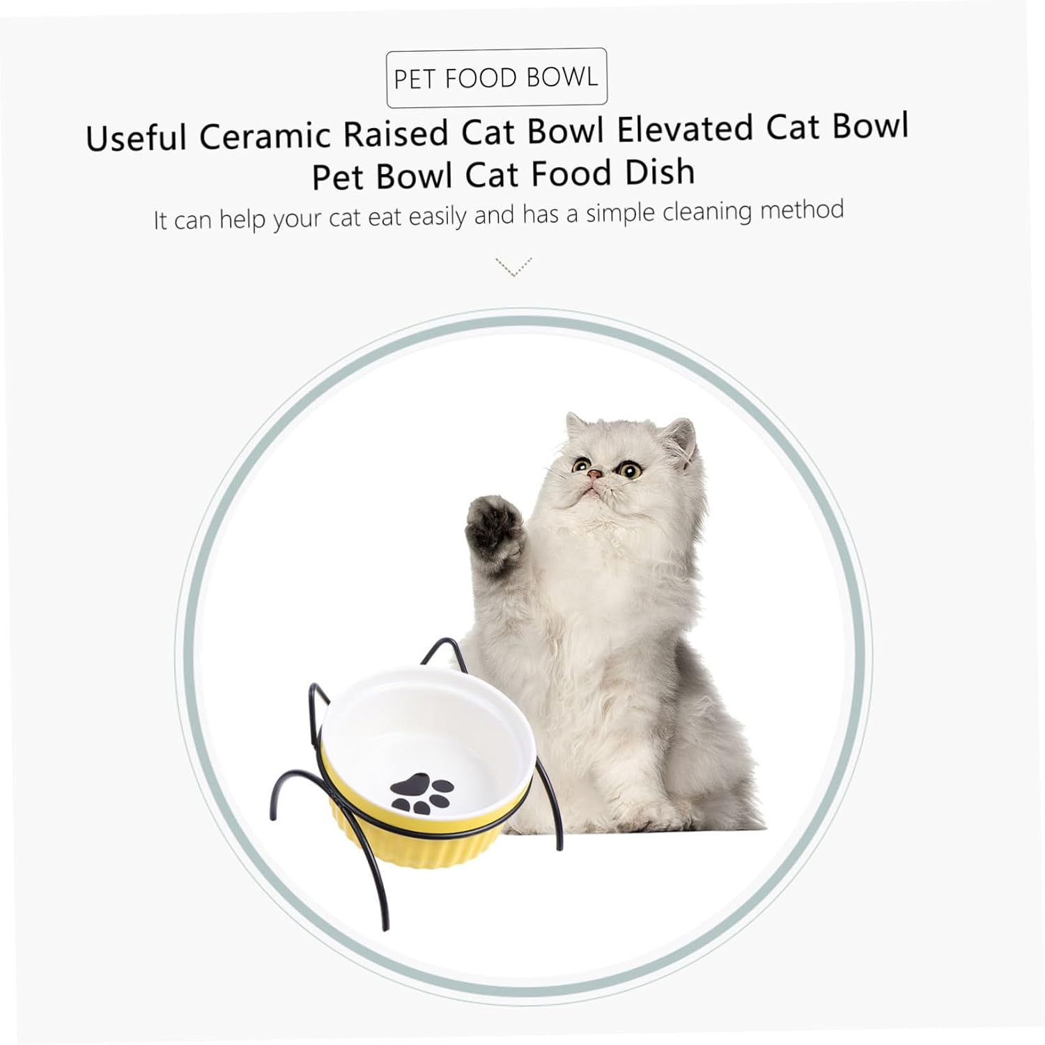 Milisten 2sets Raised Cat Food and Water Bowls Ceramic Stand No Spill Feeder for Neater Feeding