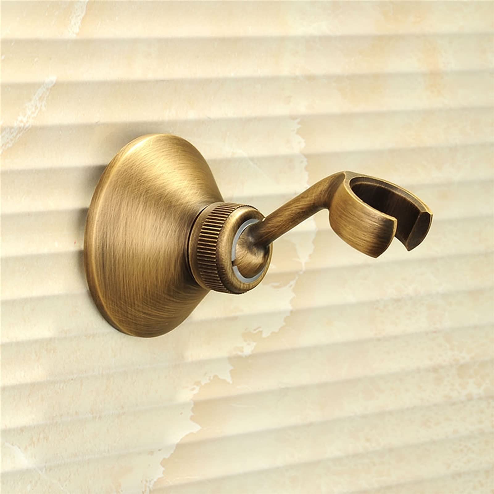 Soporte de Ducha de Mano para Pared, Redondo, Color Dorado/latón Antiguo, Universal, Ajustable (B011-Oro)