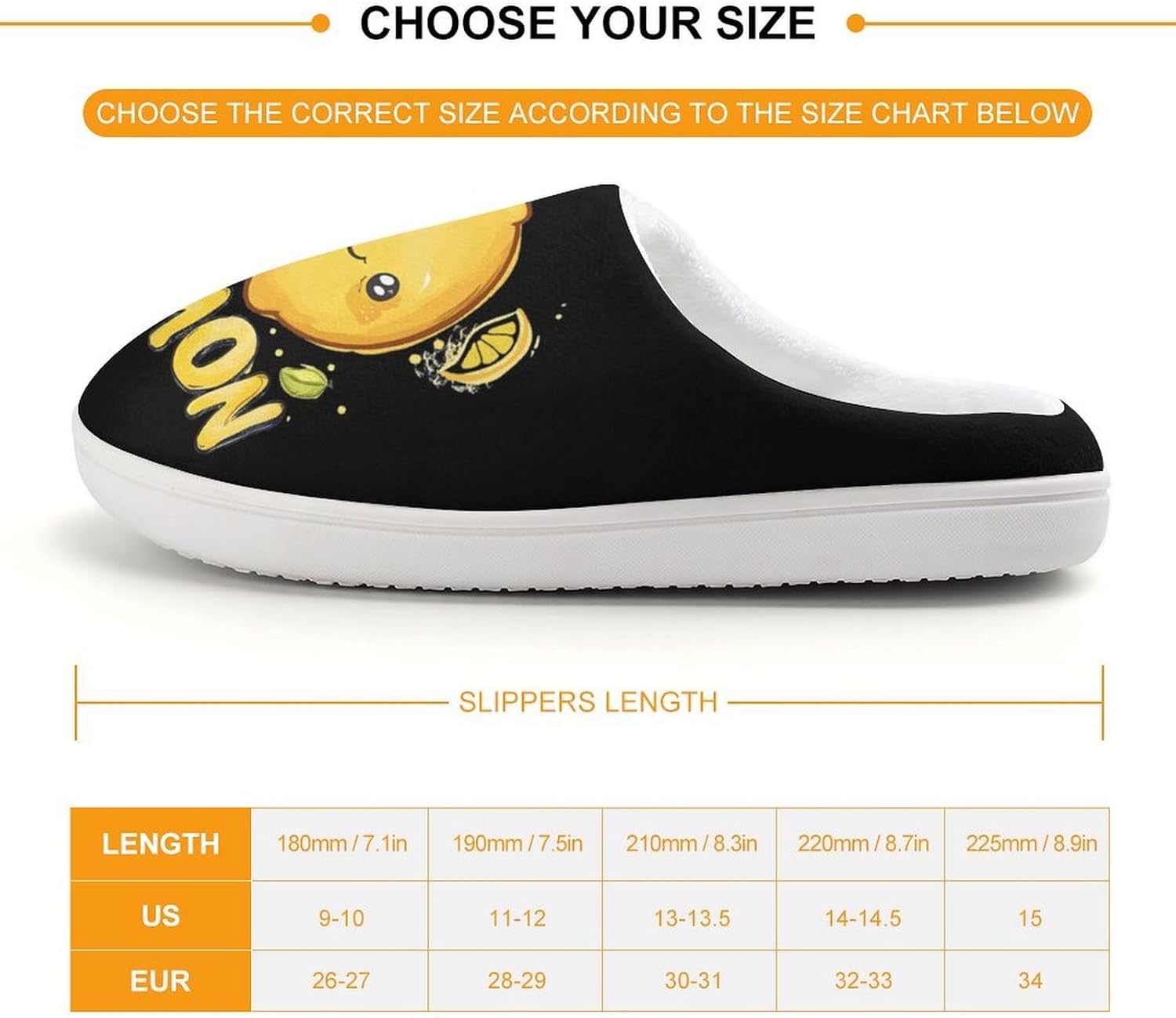 Lemon Fruit Cute Cotton Slippers Anti-slip House Shoes Funny Slipper Indoor Outdoor