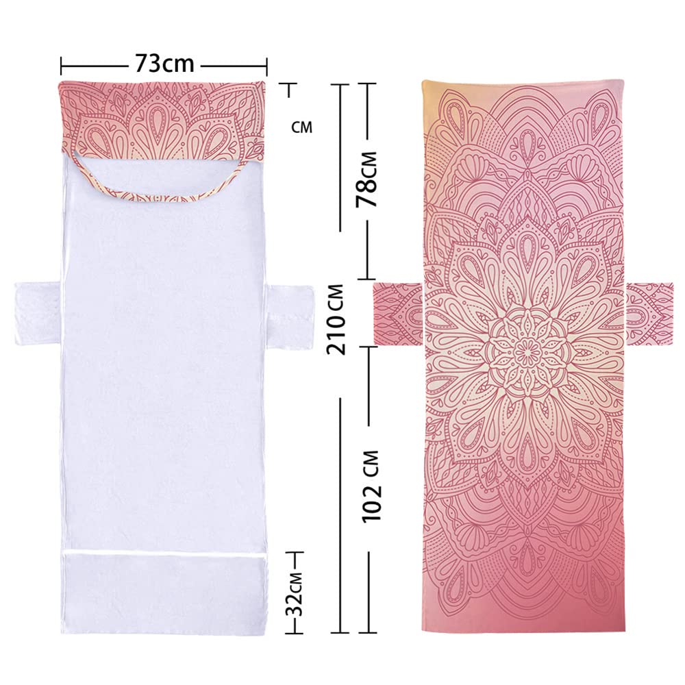 Housse Chaise Plage FANSU Microfibre - Motif Mandala Poche Portable | Serviette De Plage 210cm