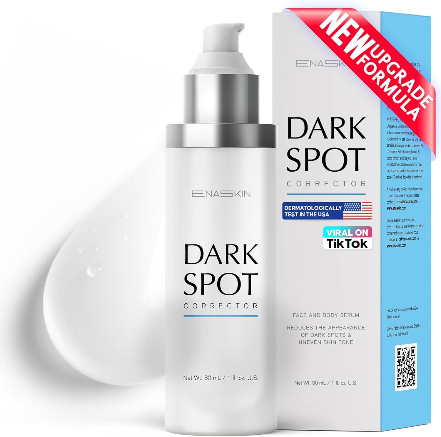 EnaSkin Dark Spot Remover Serum for Face & Body with Niacinamide, Vitamin C, Alpha-Arbutin, Vitamin E & Tranexamic Acid – Lightweight Daily Skincare for Women & Men (1.0 Fl Oz)