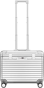 review YUEMAI All Aluminum Carry On Luggage With Tsa Locks Fashion Cool Metal Hard Shell Spinner Suitcase, Metal Suitcase(Silver, 21
