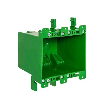 Old Work BaseBox Expandable Double Gang PVC Electrical Box with 8 Knockouts & 4 Wings, 32 cu. in. Capacity - Single Unit