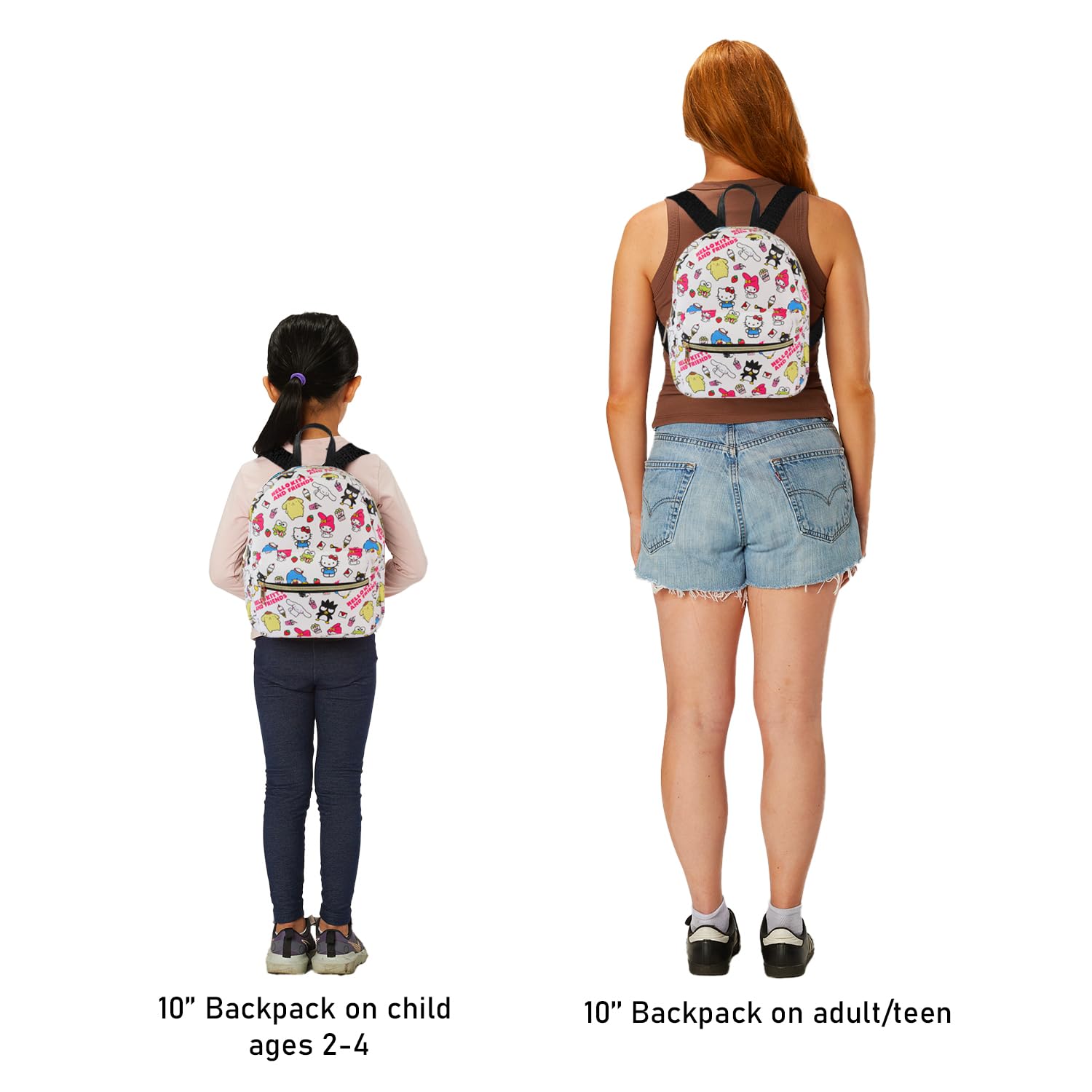 Hello Kitty and Friends Mini zaino da donna - Zaino Hello Kitty in ecopelle da 25,4 cm con tasca frontale e segnalibro | Hello Kitty zaino piccolo bundle, Multicolore, Hello Kitty MIni Backpack for