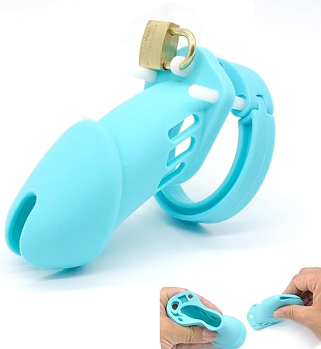 Miniatura 8 de Jaula de silicona para pene masculino, dispositivo de castidad para ejercicio de pene masculino (azul, A122)