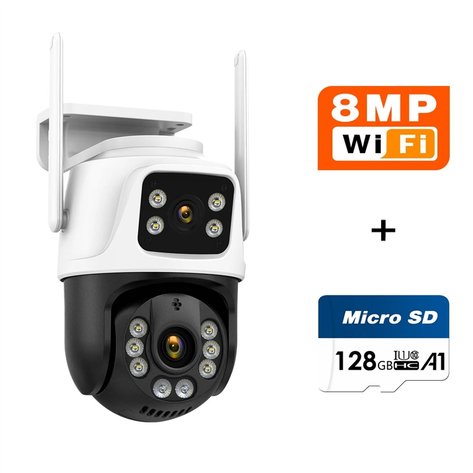 Kamera Wi-Fi z podwójnym ekranem Wodoodporna ochrona Securiy 8MP 4K Bezprzewodowa kamera zewnętrzna do wykrywania ludzi Nadzór wideo Łatwa instalacja(4K 8MP add 128G)