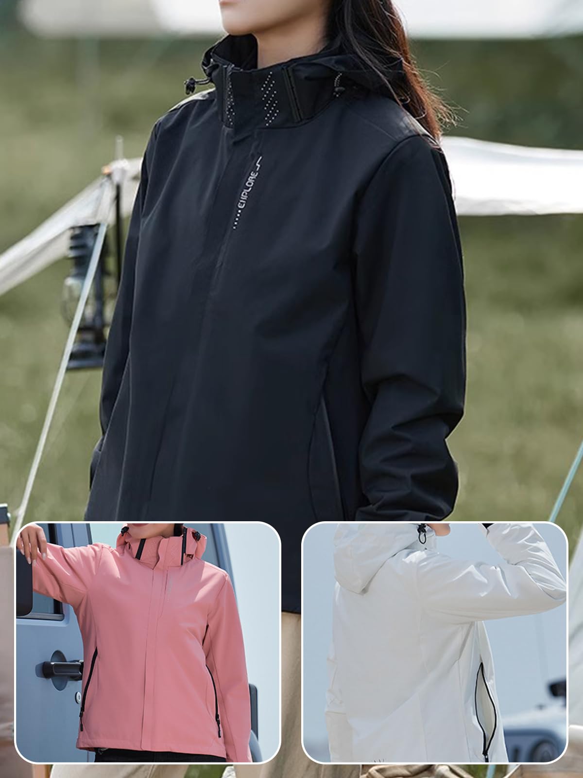 Veste softshell imperméable et coupe-vent personnalisable pour femme avec texte photo