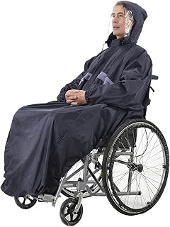 Poncho impermeable para sillas de ruedas, capa de lluvia con manga con capucha, tiras reflectantes, impermeable para ancianos y pacientes
