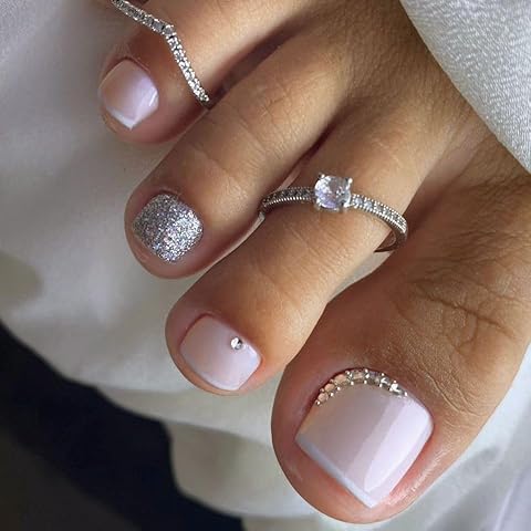 NLFOX French Tip Short Square Toe Nails Cover
