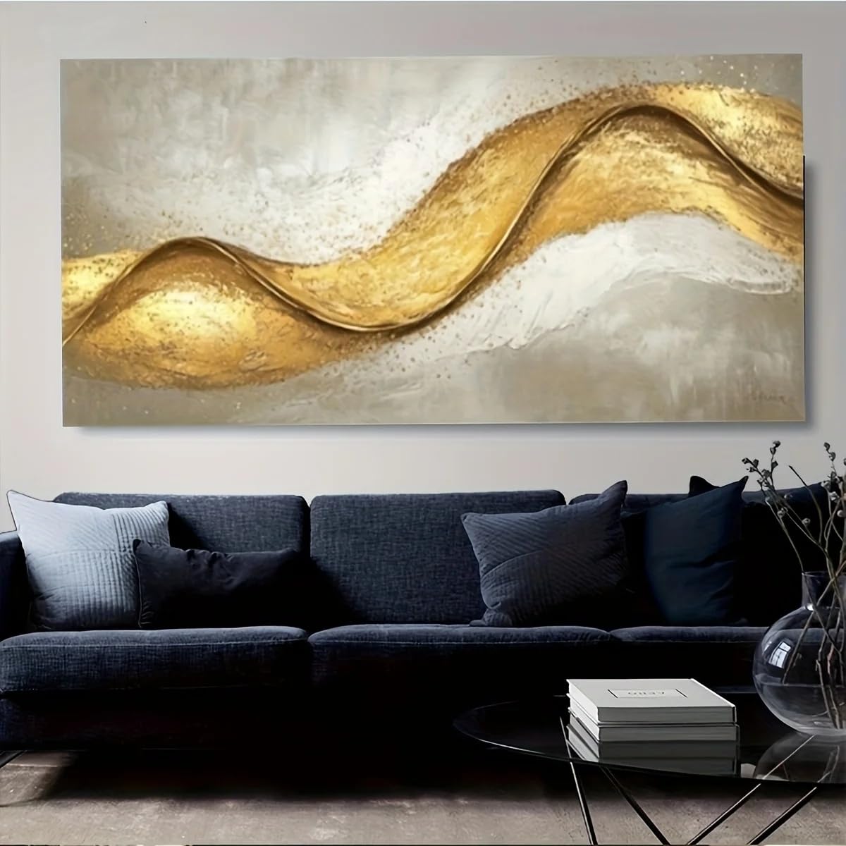LTjiajuypd Beige and Golden Canvas Paintings Wall Art Home Modern Poster Prints Decorative(80X160cm)
