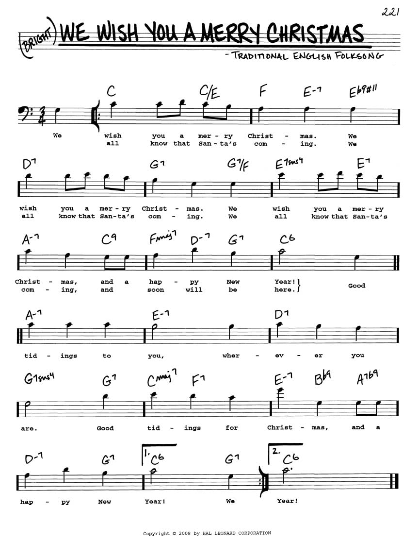The Real Christmas Book Bass Clef Fake Book | Holiday Sheet Music Songbook for Trombone, Bass, and Low Brass Instruments | 150 Christmas Carols with Jazz Chords and Lyrics | Hal Leonard