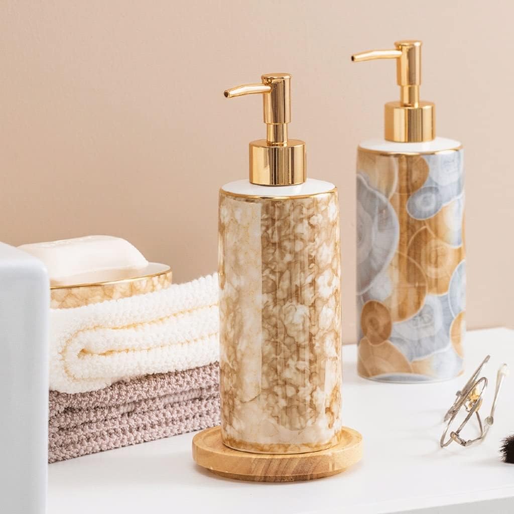 Soap Dispenser Soap Dispenser,Ceramic Lotion Dispenser,Creative Minimalist Countertop Manual Pump Bottle for Bathroom,Kitchen 390ml / 13oz Reusable (Soap Dispenser E)