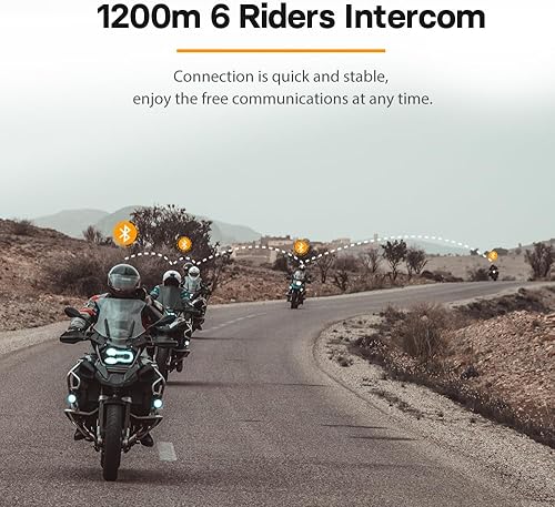 Miniatura 2 de FreedConn Casco de motocicleta Bluetooth auricular intercomunicador con música compartida, universal FG 3,937.0 ft 6 vías sistemas de comunicación