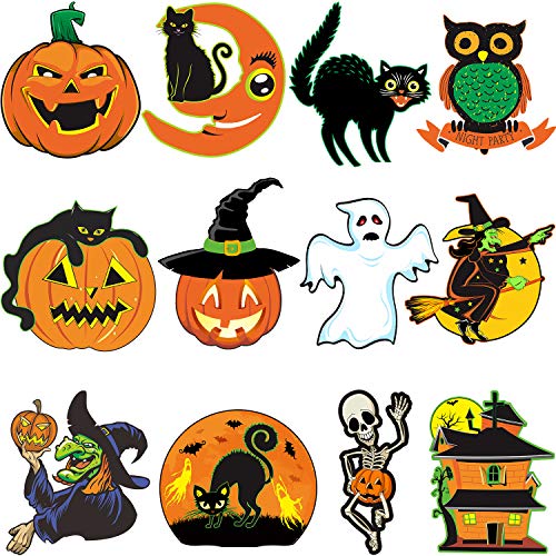 Vintage Halloween Decorations 12 Pieces Large Size Halloween Cutouts