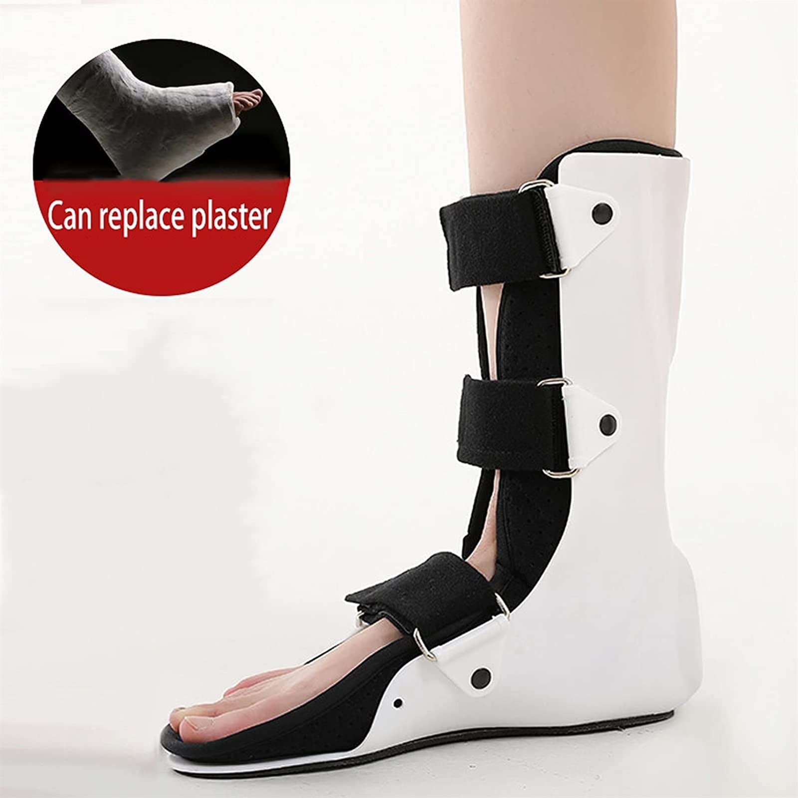 Bota ortopédica para fracturas, fijación de la articulación del tobillo, ajustable, transpirable, protector de pantorrillas, lesiones en los dedos del pie o tobillo, fracturas y esguinces de Brace D