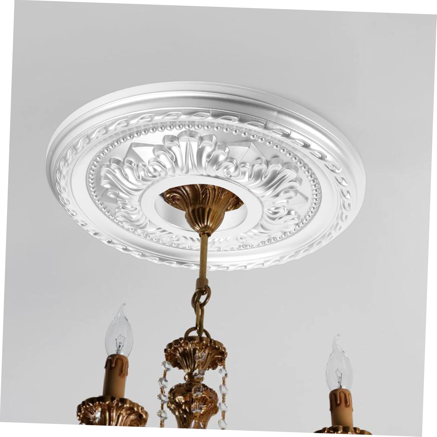 Ceiling Medallion Light Fixture Accessory Pu Material Easy to Install Decorative Ring for Ceiling Lights and Fans Suitable for Home and Office Decor