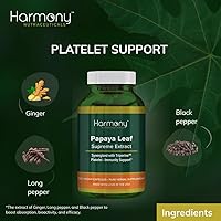 Vista 2 de Harmony Nutraceuticals Extracto Supremo de Hoja de Papaya Máxima Potencia Máxima Bioactividad Orgánica Dr. Gumman's Clínico Grado Clínico 120
