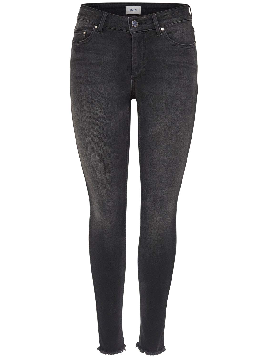 ONLY NOS Damen Skinny Skinny Jeans onlBLUSH MID ANK RAW JEANS REA1099 NOOS 15157997, Gr. W27/L34 (Herstellergröße: S), Schwarz (Black Denim)