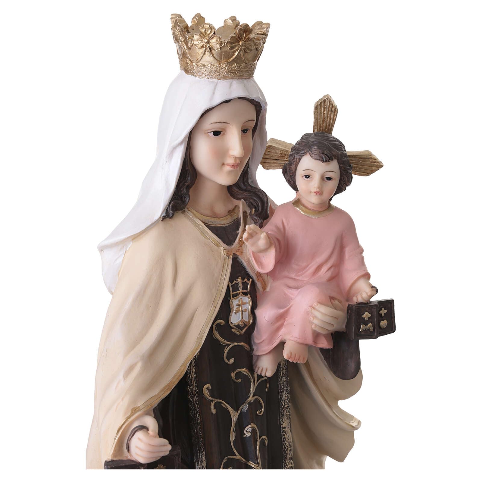 Holyart Statue in resina e PVC: Statua resina dipinta a mano Vergine del Carmelo con scapolari 60 cm
