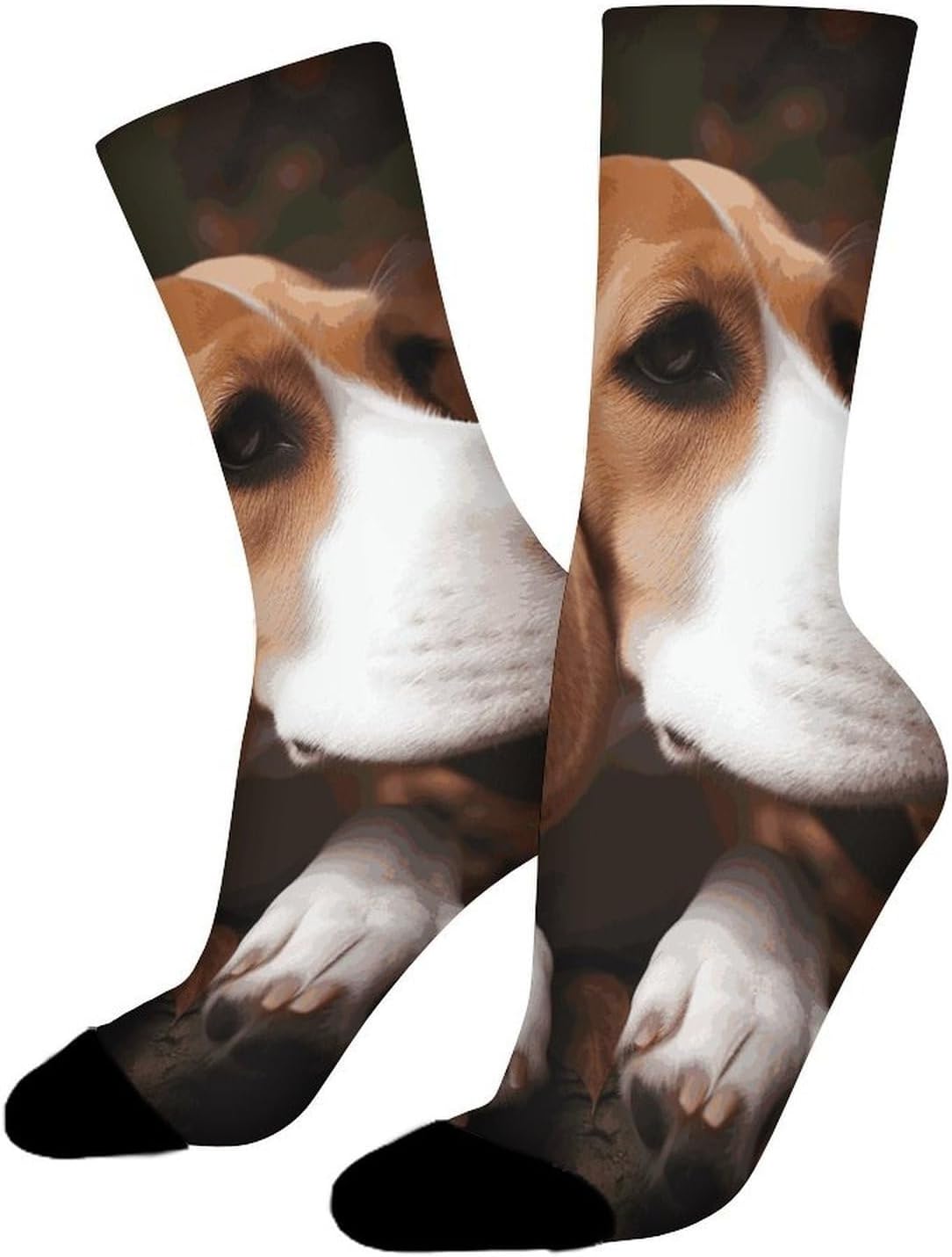 Breathable Sports Socks, Moisture Wicking, Lightweight Crew Socks | Cute Beagle Athletic Calf Socks for Women Men, Casual, Anti-Slip, Multifunctional Work Socks
