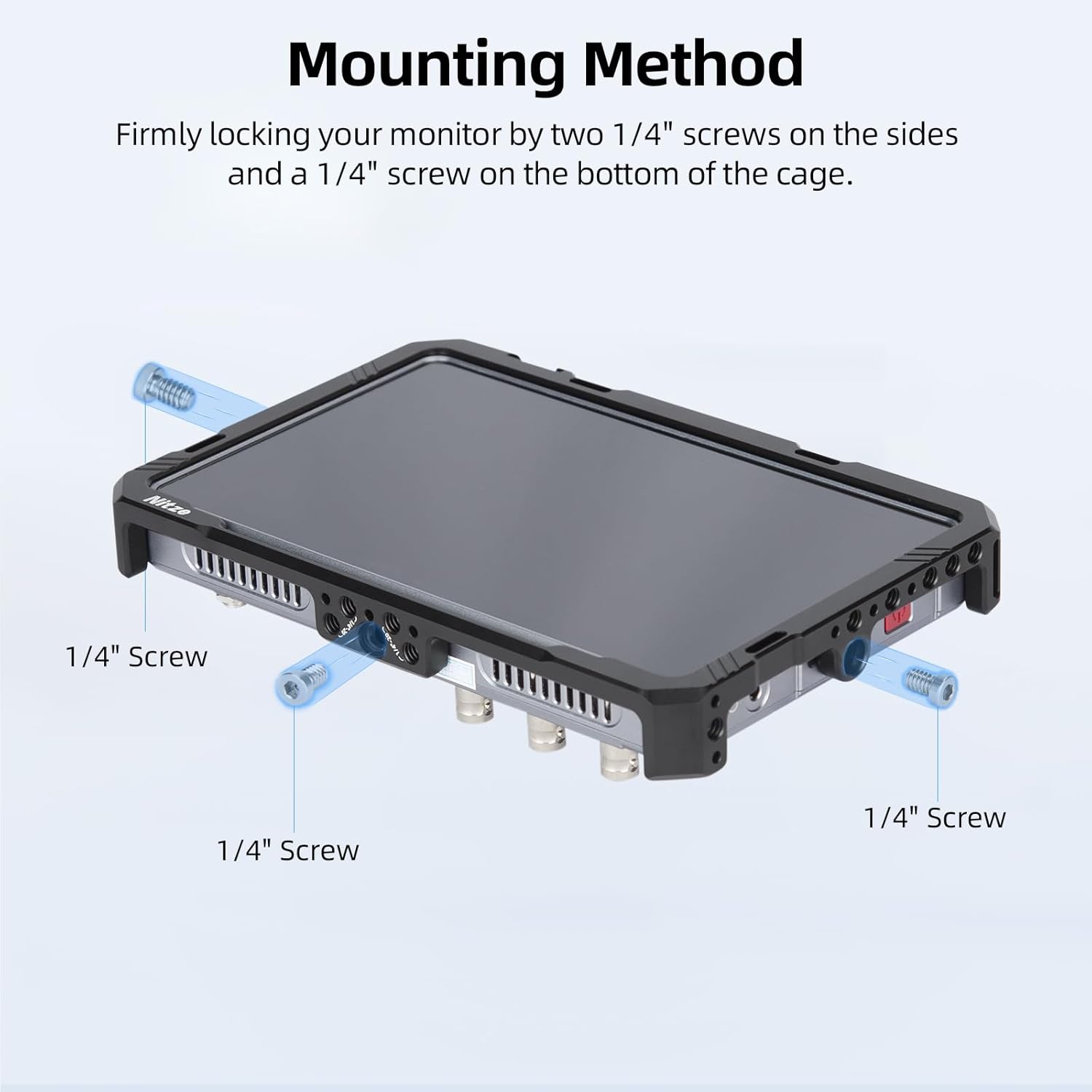 Nitze Cage for Feelworld S7 Monitor with Built-in NATO Rail, Cold Shoe and PU Sunhood - JT-F06B