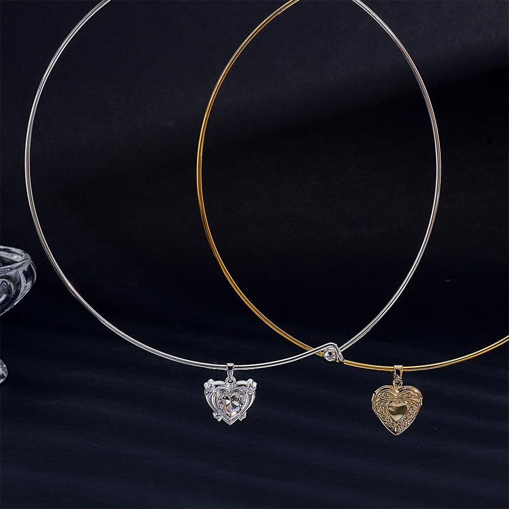 UNICRAFTALE 12 pezzi in 2 colori, 14,5 cm, filo per donna, collana girocollo in platino, collana aperta in metallo, semplice choker, per la creazione di gioielli fai da te
