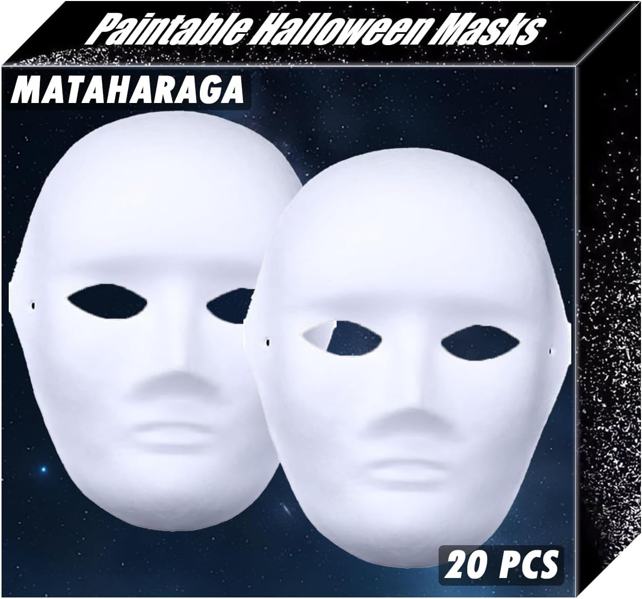 20Pack Paintable Halloween Masks for Carnival, Cosplay, Party Women Men DIY White Mask, Masquerade, Blank for Painting