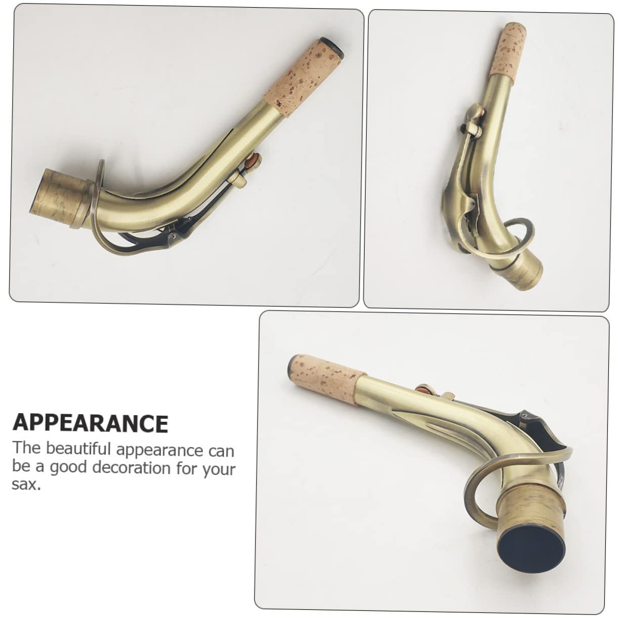 HANABASS Collo per Sax Contralto in Ottone Anticato Accessorio Sostitutivo Resistente e Decorativo per Saxophone