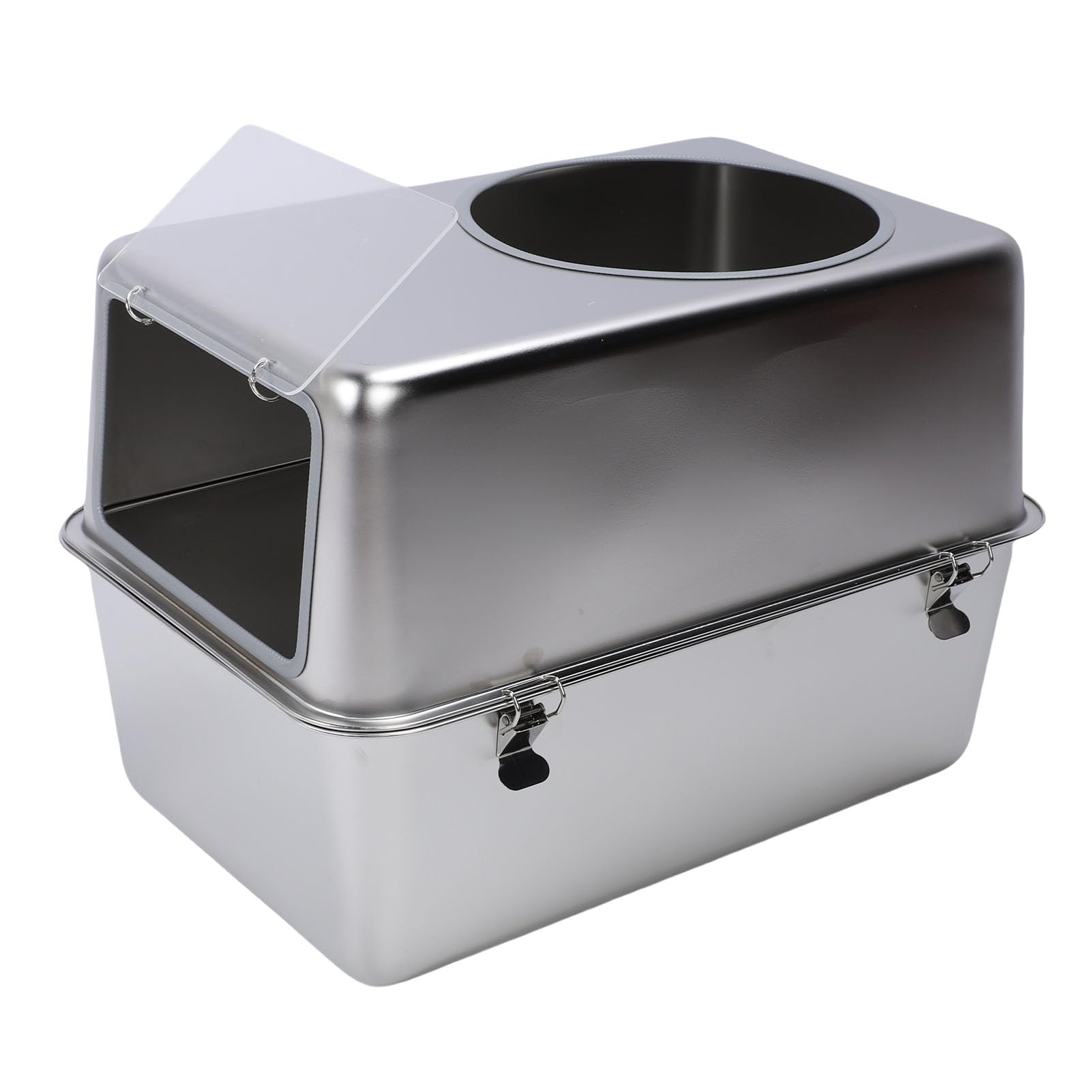Generic Cassetta Igienica in Acciaio Inox con Ingresso Laterale Alto, Adatta per Gatti di Grandi Dimensioni per la Gestione degli Odori