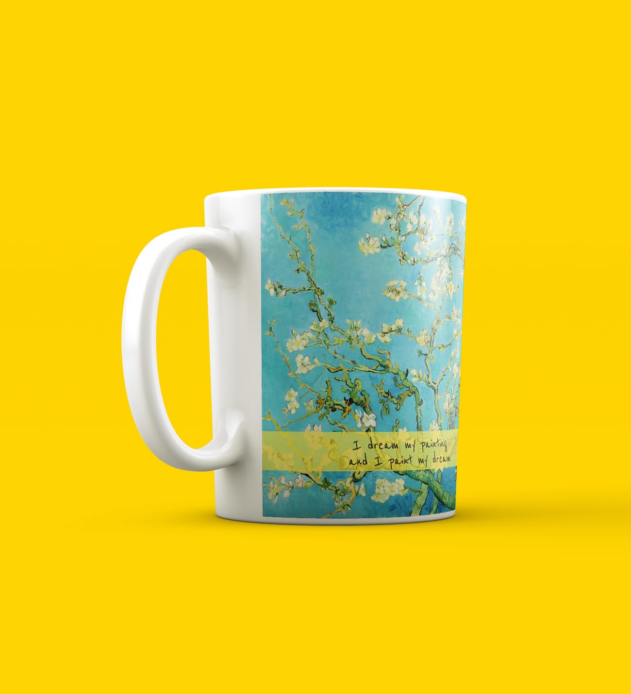 giftmoda Van Gogh Badem Çiçeği Tasarımlı Kupa Bardak