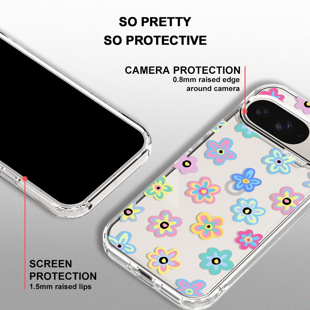 MOSNOVO Case for Google Pixel 10 & Pixel 10 Pro, [Buffertech 6.6ft Military-Grade Drop Protection] [Anti Peel Off Tech] Clear TPU Bumper Phone Case Cover Design - Cute Cherry — view 601