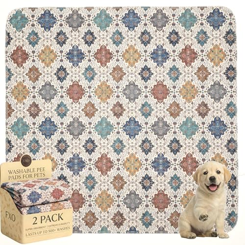 Image of Washable Pee Pads for Dogs,Great Urine Absorbent Reusable Puppy Training Pads,Waterproof,Leak-Proof & Non-Slip Potty Pads for Whelping,Crate,Playpen,Bed.(Colorful Day,36 inchx36 inch)