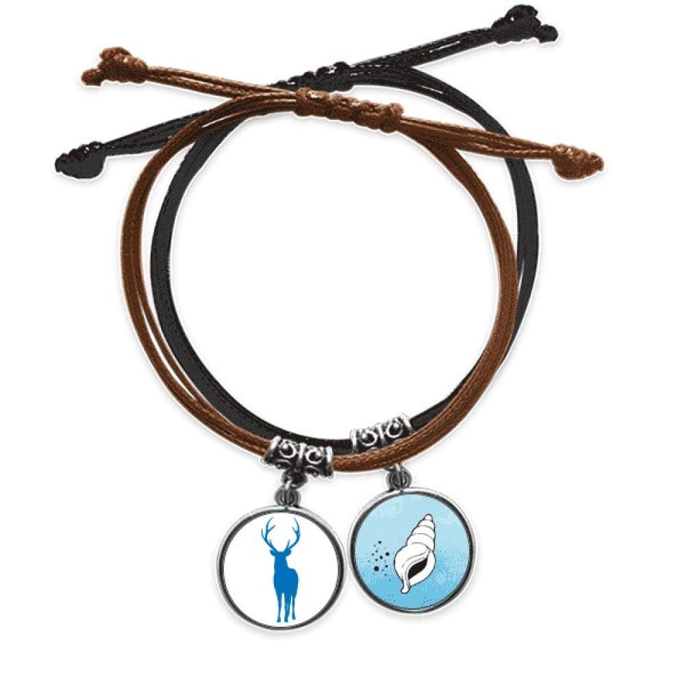 Pulsera de cuero azul DIYthinker con ciervo de madera artesanal 3