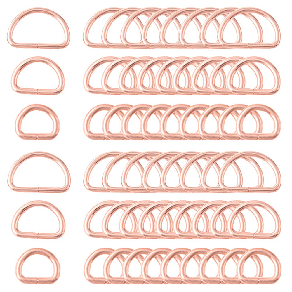 Metal D Ring Buckle D-Ring Loop Webbing Buckle Rose Gold Semi-Circular D Ring for Bags Purse Clothes Keychains Belts Sewing