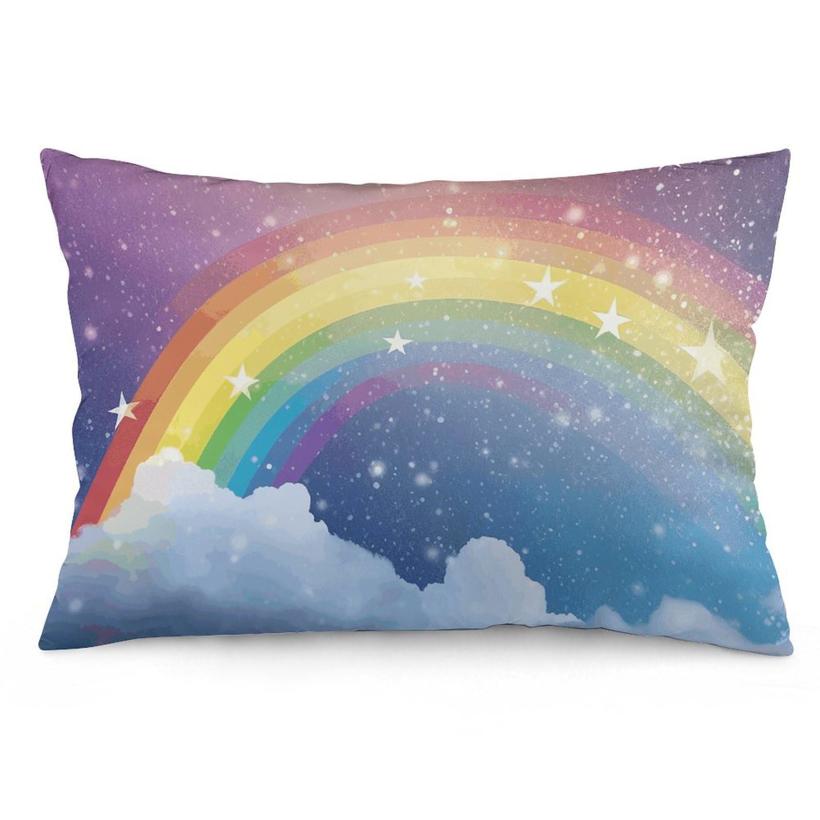 2 Pack Pillow Cases for Hair and Skin, Soft Breathable Pillow Case Covers with Hidden Zipper, Star in Rainbow Sky Pillowcase 16 "x24 Pillow Covers for Sleeping Gift