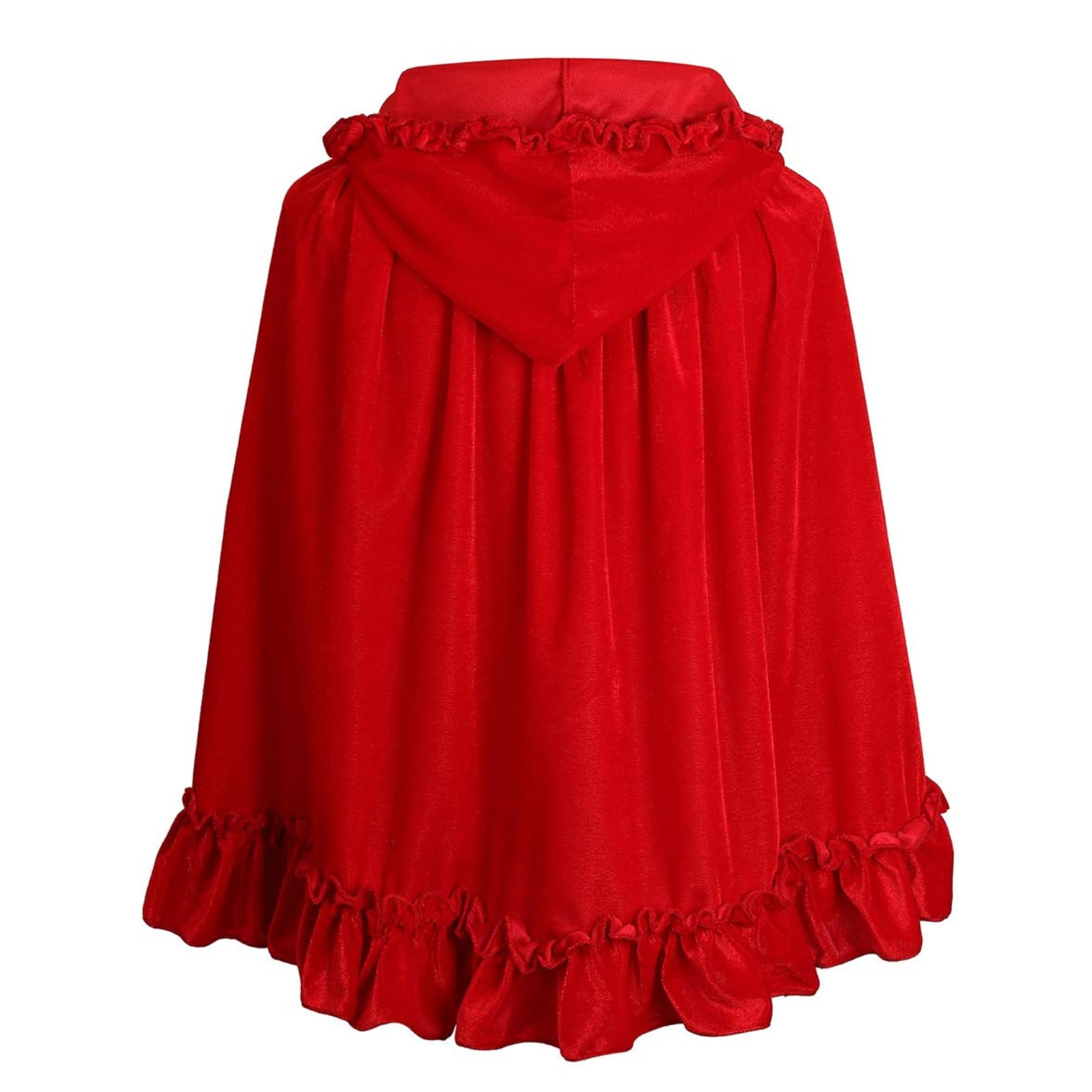 RRCBMD Little Red Riding Hood Cape Velvet Cloak for Halloween Christmas Cosplay Party Flower-bright red-S-23.62 inch - Image 2