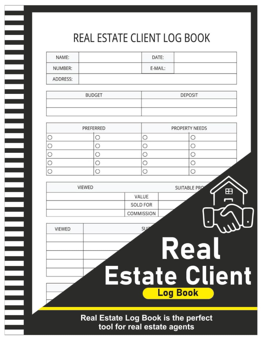 Real Estate Client Log Book: Realtor Client Notebook for Real Estate Agent’s Customer, To Track Transactions and Record Accomplishments for Clients - 8.5" x 11" 100+ Pages
