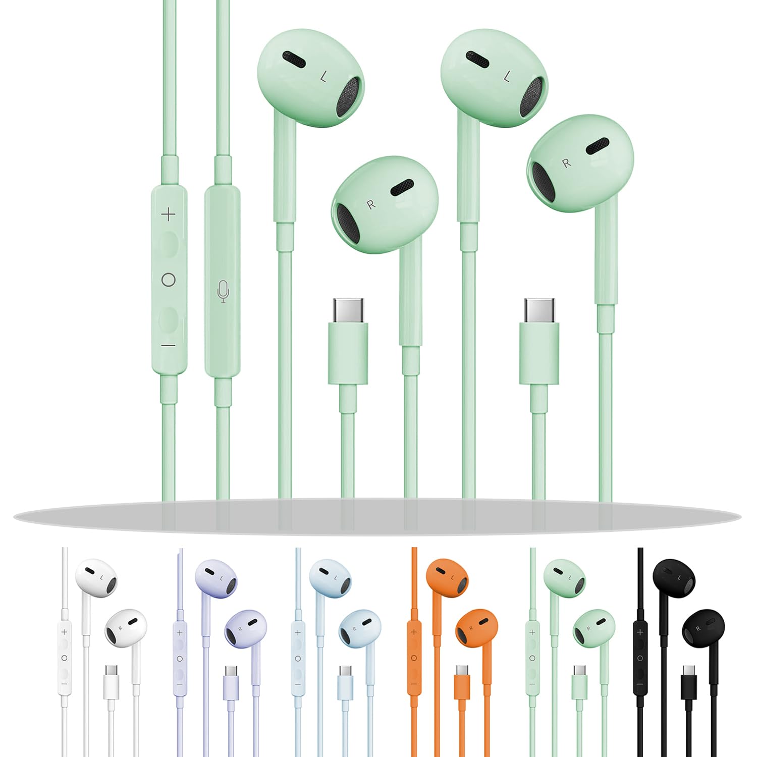 2 Packs USB C Headphones for iPhone 17/16/15, Noise Reduction Built-in Mic & Volume Control Headsets, Type C Earphones for Galaxy S24/S23/S22/S21/S20/Ultra Note 10/20, for Pixel 8/7/6/6a/5/4, Black — view 11