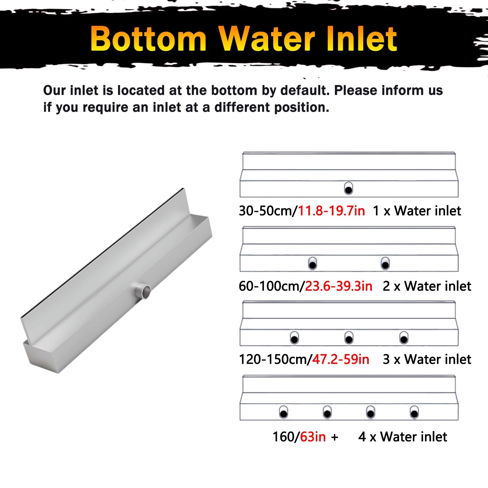 Detive Commercial Waterfall Spillway 114,3 cm – Attrezzatura per stagno per fontane e patio – perfetto per acque da 30/40/61/91/122/122/14/14/14/124/13,4 cm (argento)
