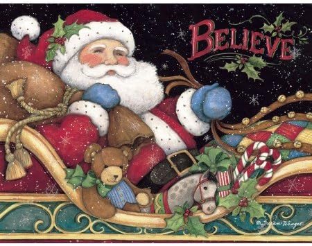 LANG "Believe Santa" Boxed Christmas Cards, Artwork by Susan Winget, 18 Cards & 19 Envelopes, 5.375" x 6.875" (1004759)