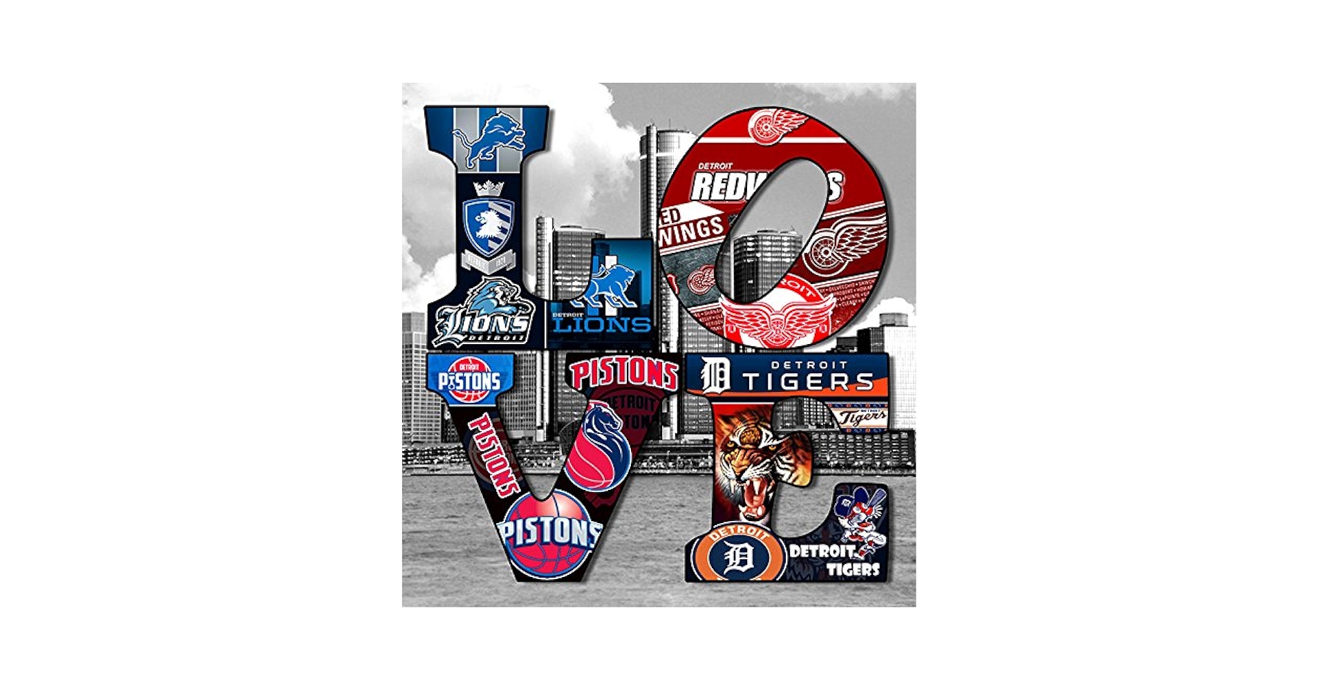 Amazon.com: purenet Detroit City Sport Collage on Love on