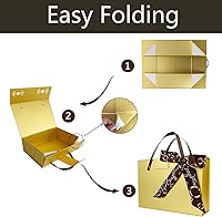 Vista 4 de Joyscoop Caja de Regalo Dorada - Paquete de 5 Cajas de Regalo de 11 x 7.6 x 3.5 Pulgadas con Tapas, Cajas de Regalo para Regalos, Propuesta de Dama