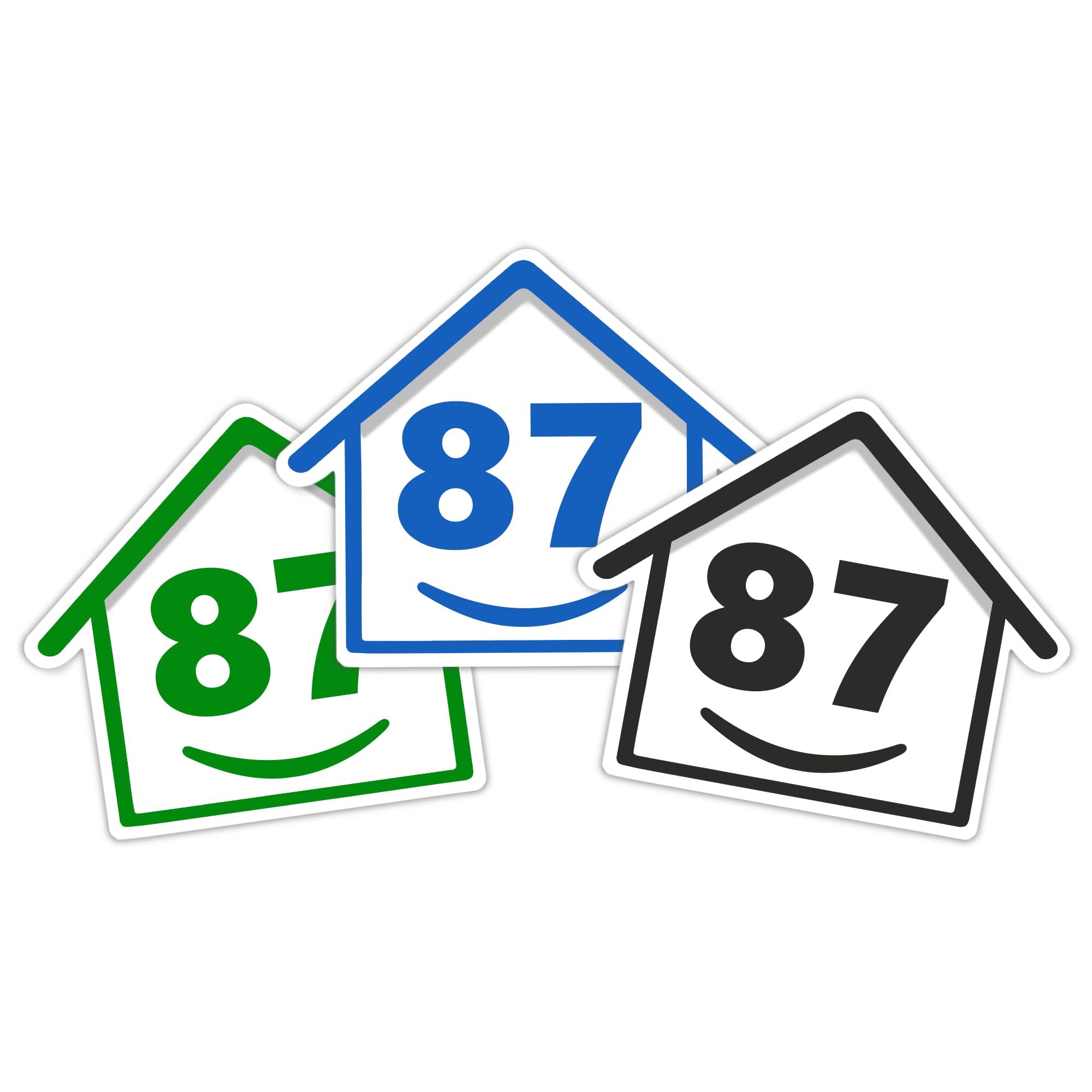 3 x Bin Numbers for Wheelie Bins, 1-99, 15cm ‘Happy House’ Colour Design Dustbin Stickers, Easy Application Stick On Number Stickers - Weatherproof Self Adhesive Vinyl – Blue, Black and Green (14) — view 101