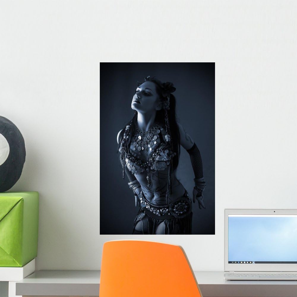 Tribal Dancer Blue Dark Wall Mural by Wallmonkeys Peel and Stick Graphic (18 in H x 12 in W) WM173180