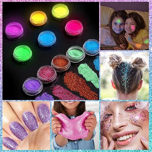 Glitzer Tattoo Set für Mädchen & Erwachsene - 42 Farben Temporäre Tattoos, 215 Strasssteine, 204 Schablonen, 24 Glitzerpulver, 3 Kleber… – Ansicht 3