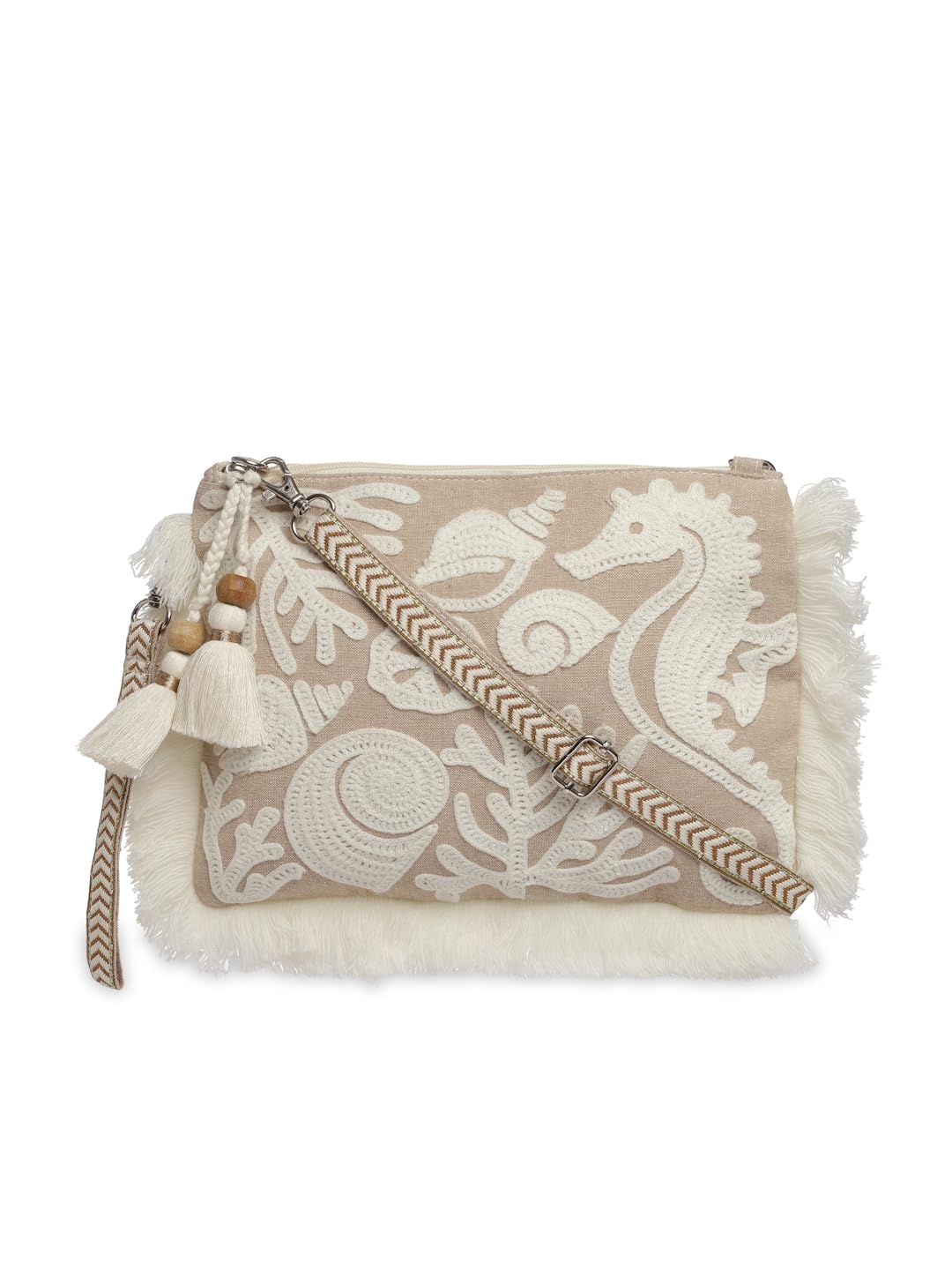 Anekaant Kooky Beige & White Boho Quirky Embroidered Cotton Sling Bag (B0CRZ5TKLG) Amazon Price History, Amazon Price Tracker